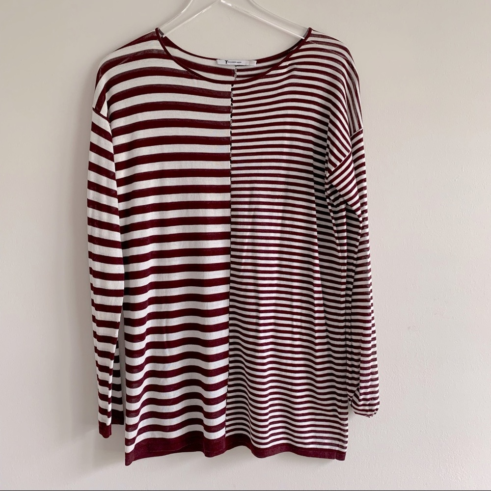 T by Alexander Wang Cutout Striped Sweater lightweight fine knit